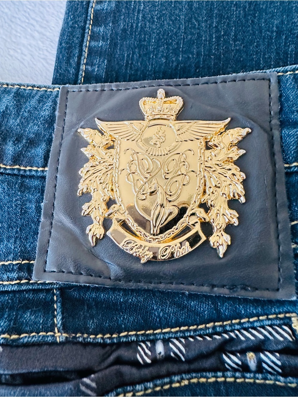 Vintage Y2K Baby Phat Low Rise Jeans in Dark Wash Denim Size 9 - Picture 10 of 11